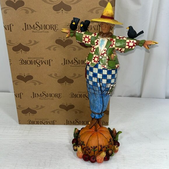 Jim Shore Fall Figurine Scarecrow "Keeping Watch" Pumpkin Crows Harvest 4002856 - Picture 1 of 7